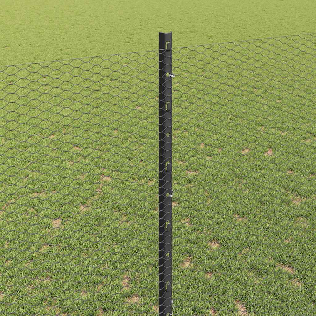 Hatszögletű kerítés oszlopokkal 50 x 1,4 m PVC-bevonatos acél