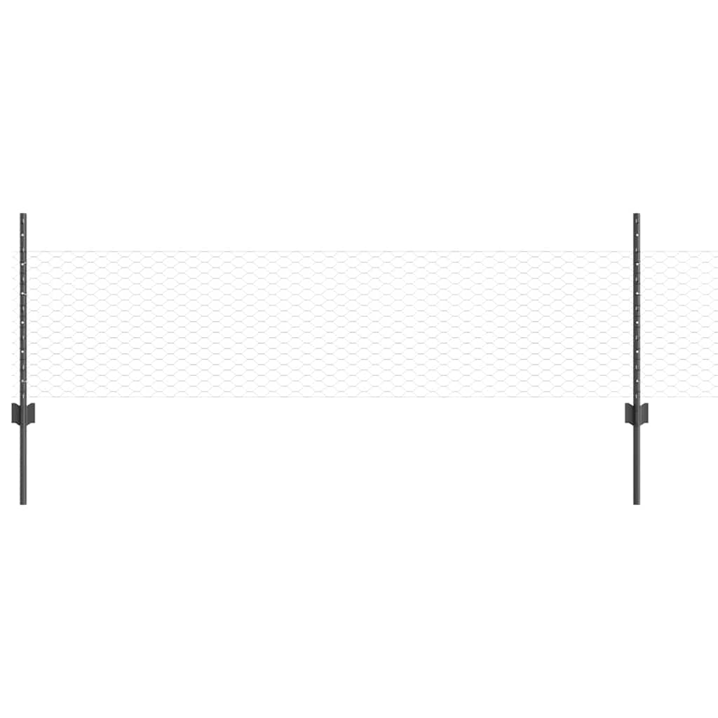 Hatszögletű kerítés oszlopokkal 100 x 0,5 m PVC-bevonatos acél