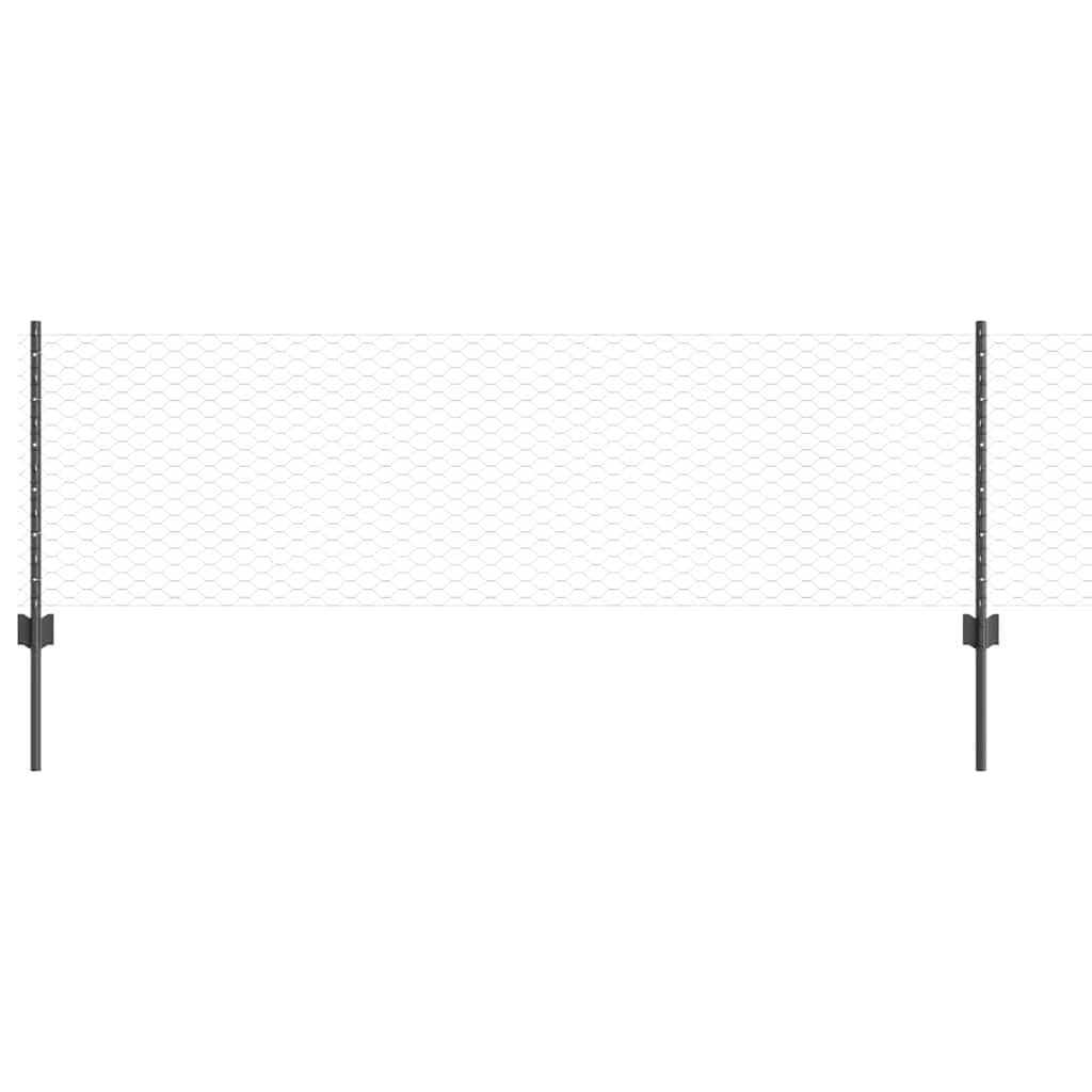 Hatszögletű kerítés oszlopokkal 100 x 0,6 m PVC-bevonatos acél