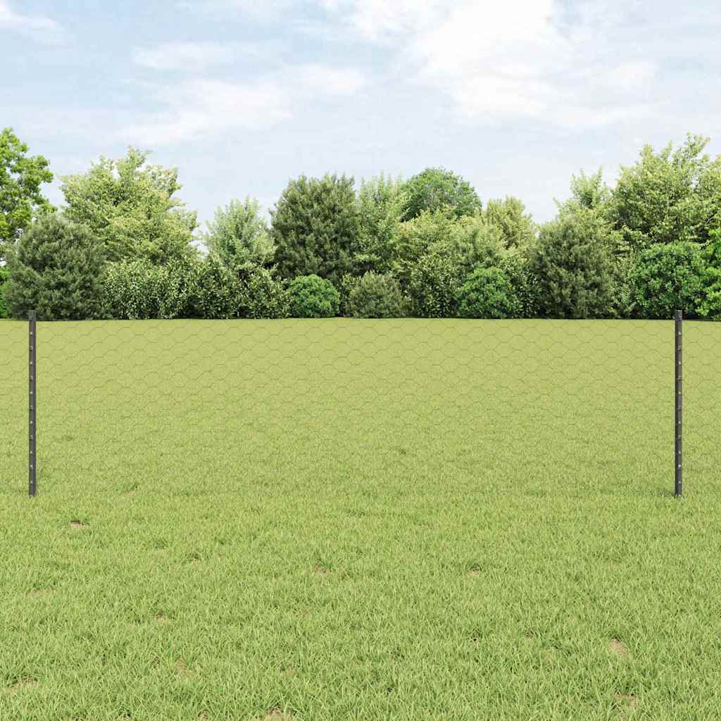 Hatszögletű kerítés oszlopokkal 100 x 0,6 m PVC-bevonatos acél