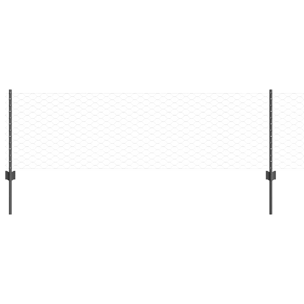 Hatszögletű kerítés oszlopokkal 100 x 0,6 m PVC-bevonatos acél