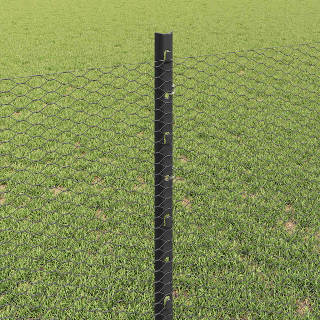 Hatszögletű kerítés oszlopokkal 100 x 0,8 m PVC-bevonatos acél