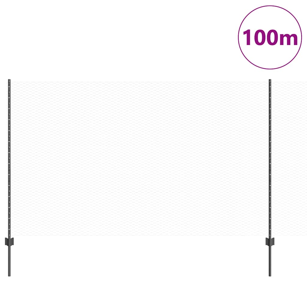 Hatszögletű kerítés oszlopokkal 100 x 1,4 m PVC-bevonatos acél