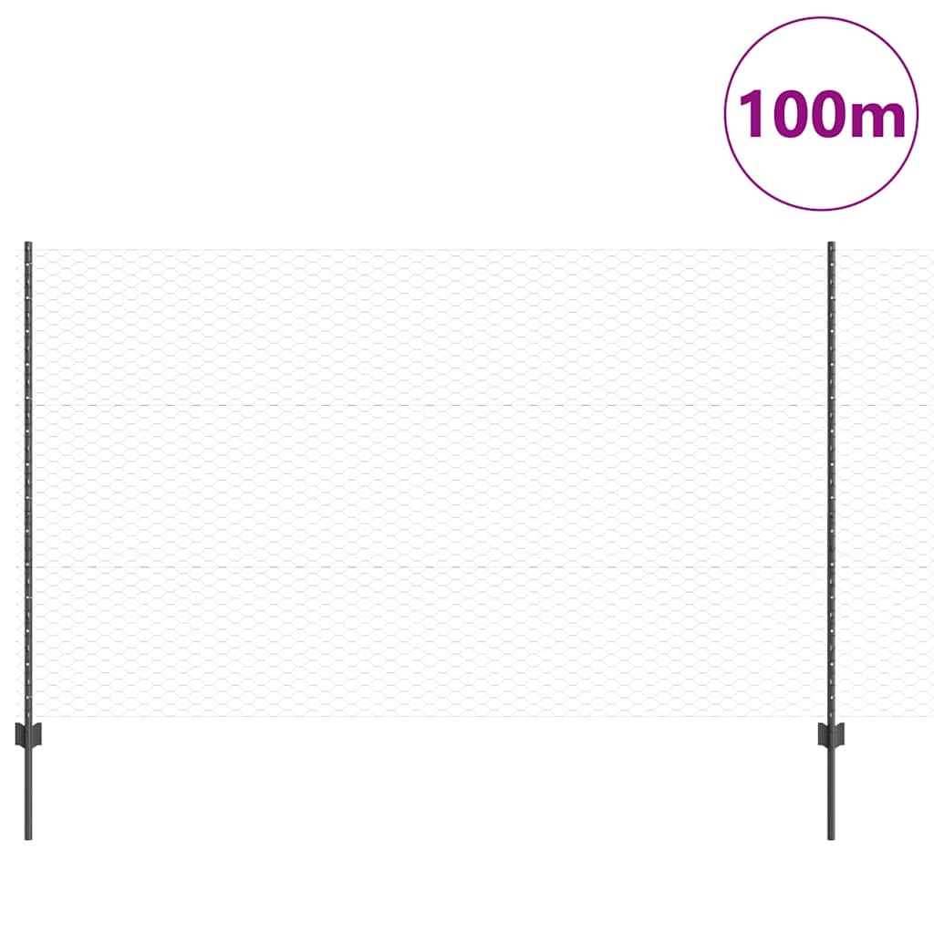 Hatszögletű kerítés oszlopokkal 100 x 1,4 m PVC-bevonatos acél