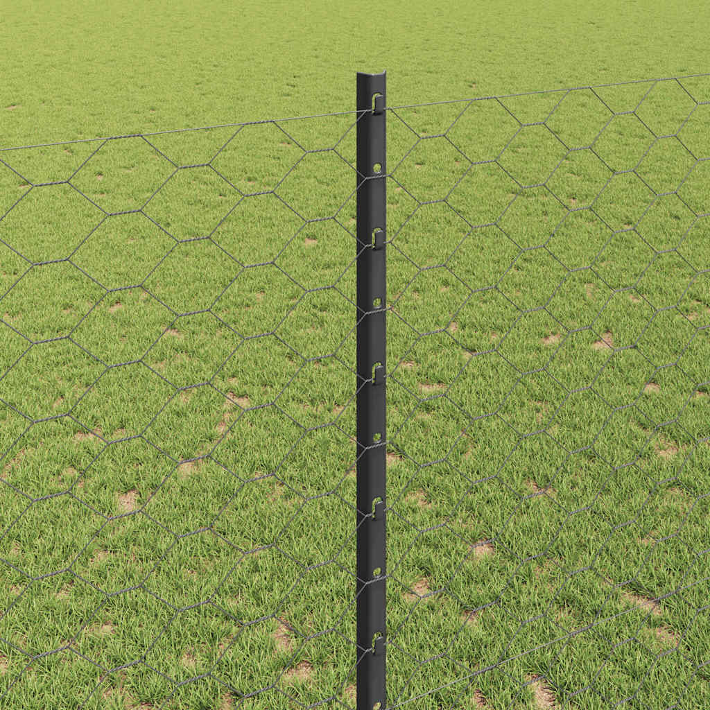 Hatszögletű kerítés oszlopokkal 100 x 1,4 m PVC-bevonatos acél