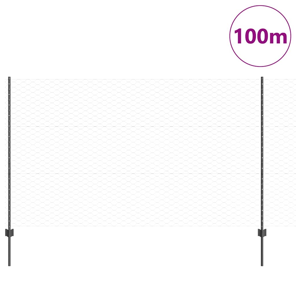 Hatszögletű kerítés oszlopokkal 100 x 1,4 m PVC-bevonatos acél