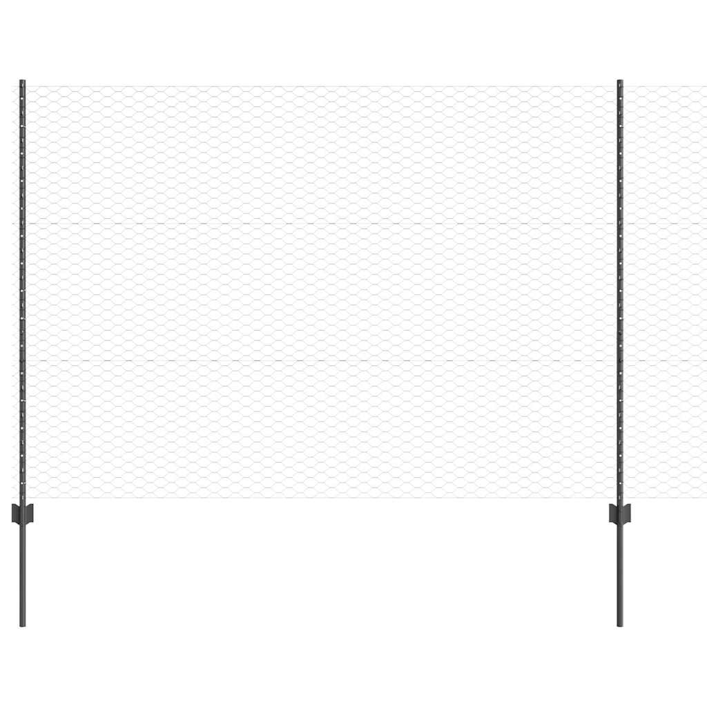 Hatszögletű kerítés oszlopokkal 100 x 1,5 m PVC-bevonatos acél