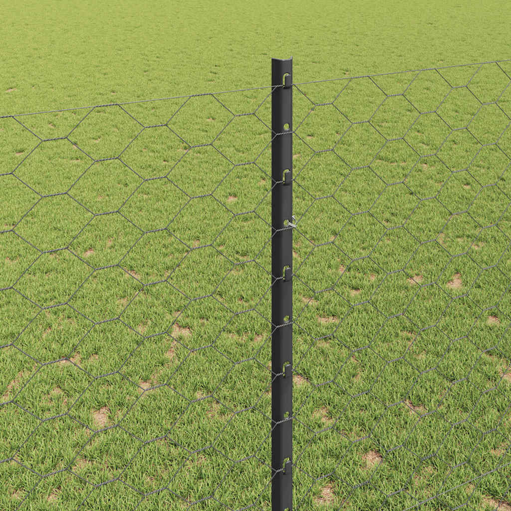 Hatszögletű kerítés oszlopokkal 100 x 1,5 m PVC-bevonatos acél