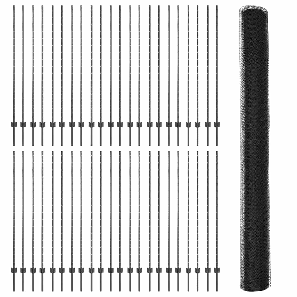 Hatszögletű kerítés oszlopokkal 100 x 1,6 m PVC-bevonatos acél