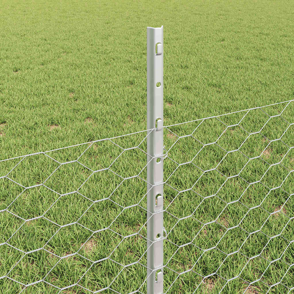 Hatszögletű kerítés oszlopokkal 10 x 0,5 m Horganyzott Acél