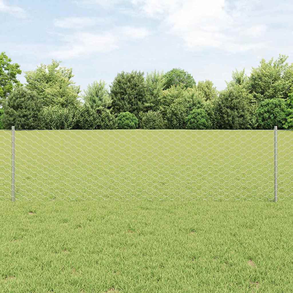 Hatszögletű kerítés oszlopokkal 10 x 0,6 m Horganyzott Acél