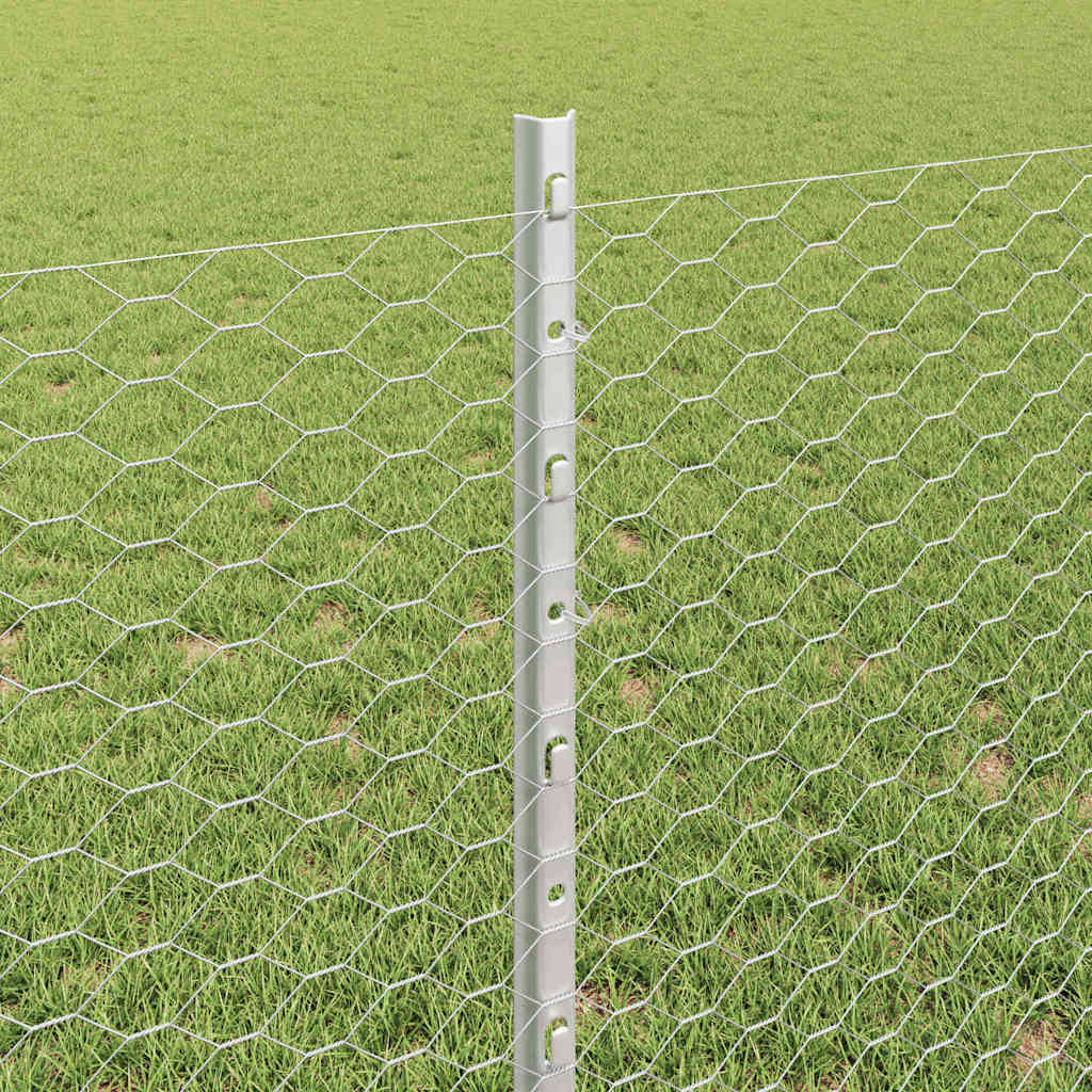 Hatszögletű kerítés oszlopokkal 10 x 0,8 m Horganyzott Acél