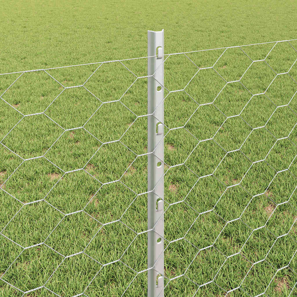 Hatszögletű kerítés oszlopokkal 10 x 0,8 m Horganyzott Acél