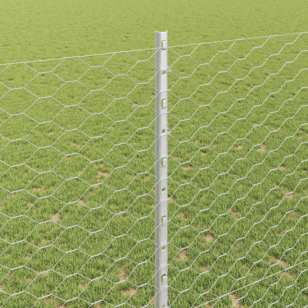 Hatszögletű kerítés oszlopokkal 10 x 1,4 m Horganyzott Acél