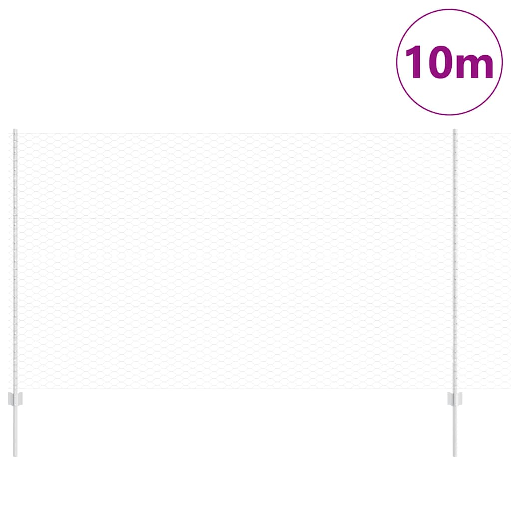 Hatszögletű kerítés oszlopokkal 10 x 1,4 m Horganyzott Acél
