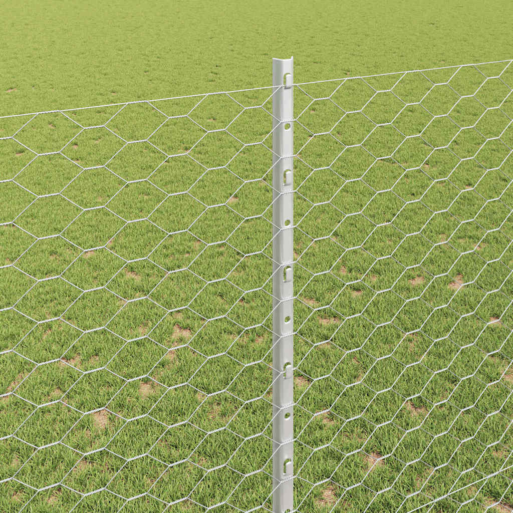 Hatszögletű kerítés oszlopokkal 10 x 1,5 m Horganyzott Acél