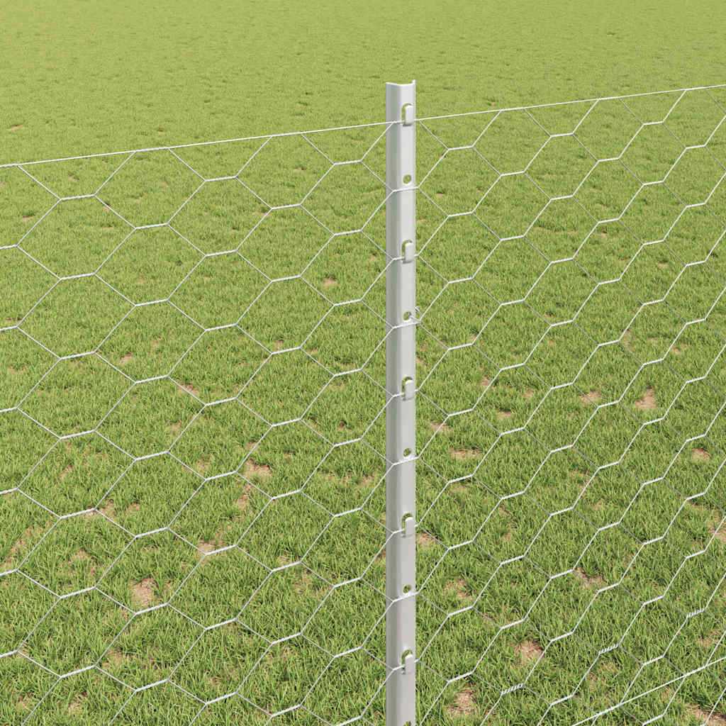 Hatszögletű kerítés oszlopokkal 10 x 1,5 m Horganyzott Acél