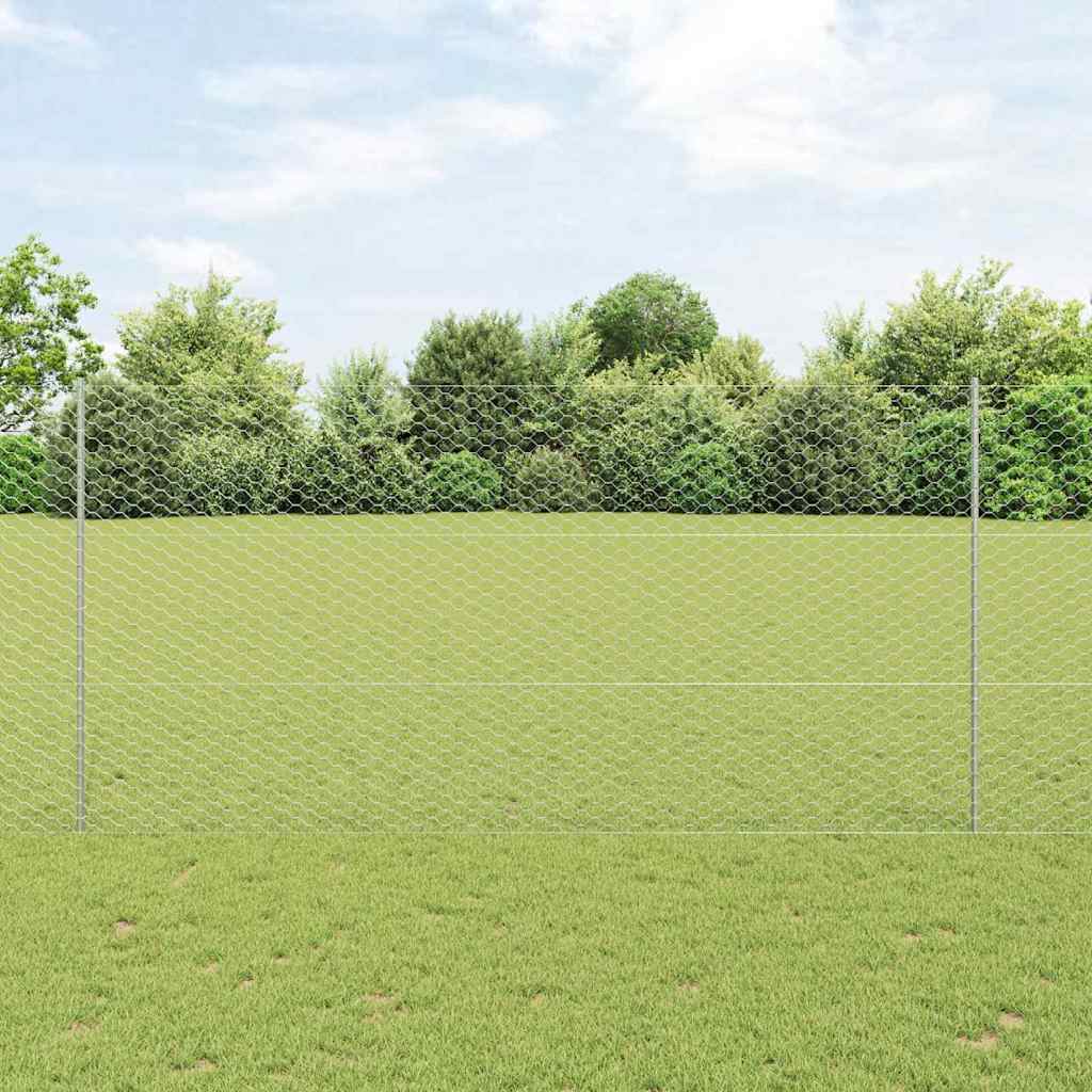 Hatszögletű kerítés oszlopokkal 10 x 1,5 m Horganyzott Acél
