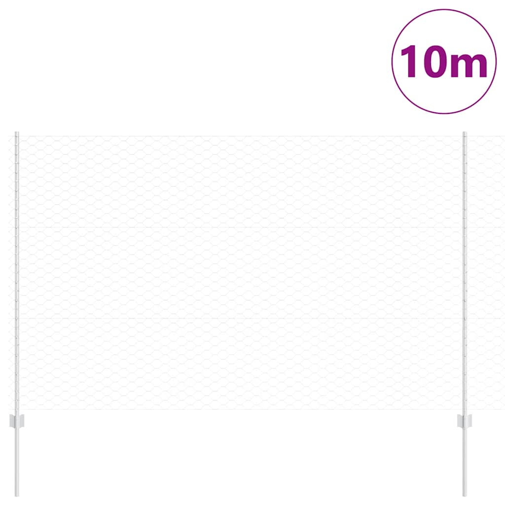 Hatszögletű kerítés oszlopokkal 10 x 1,5 m Horganyzott Acél
