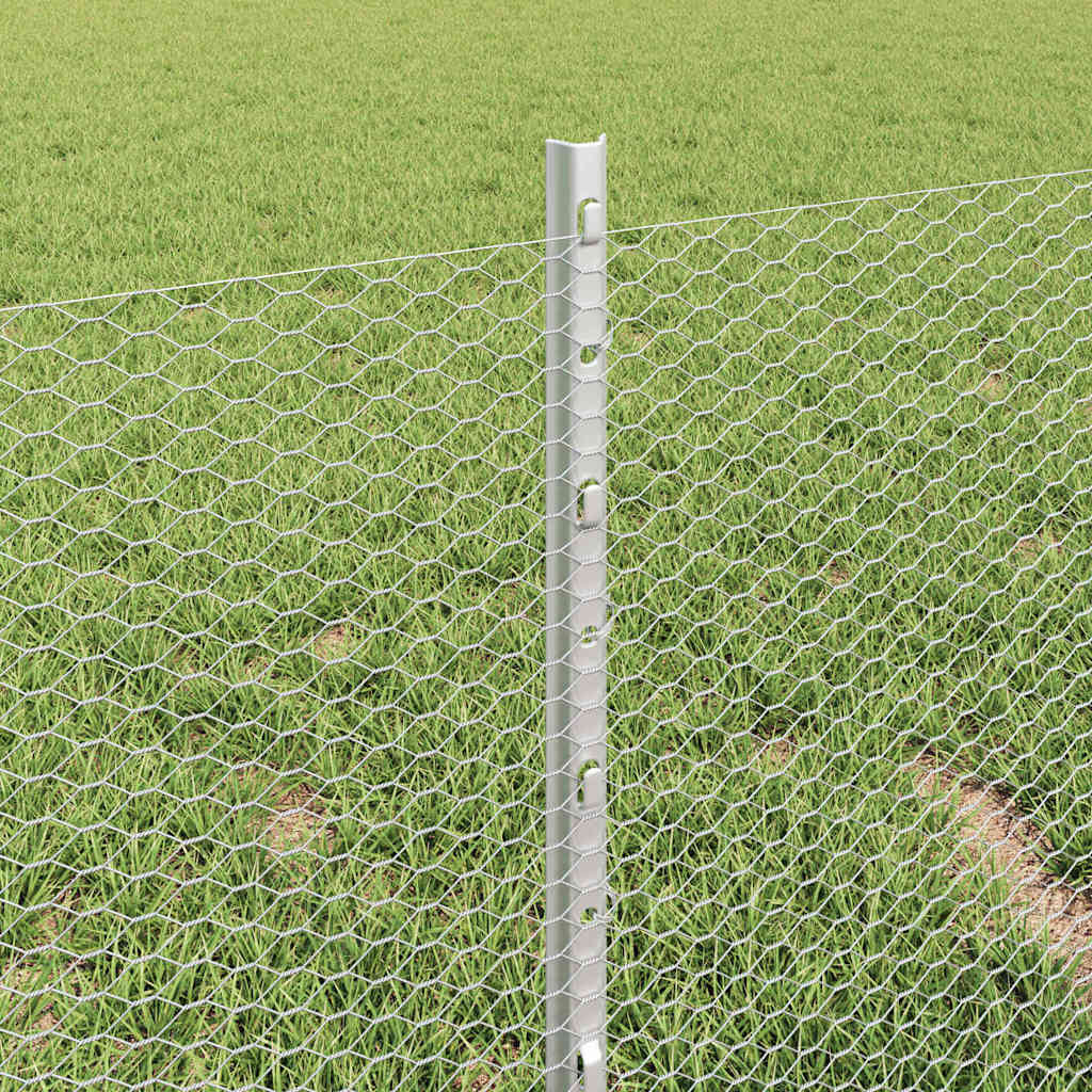 Hatszögletű kerítés oszlopokkal 25 x 0,4 m Horganyzott Acél