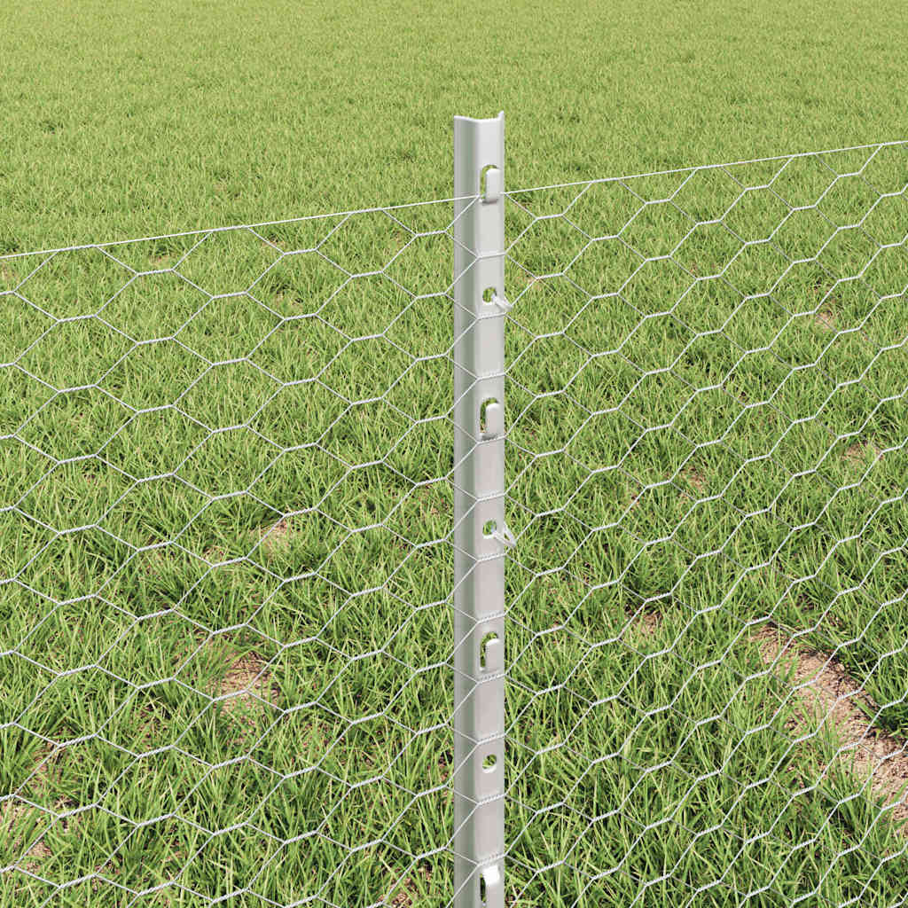 Hatszögletű kerítés oszlopokkal 25 x 0,4 m Horganyzott Acél