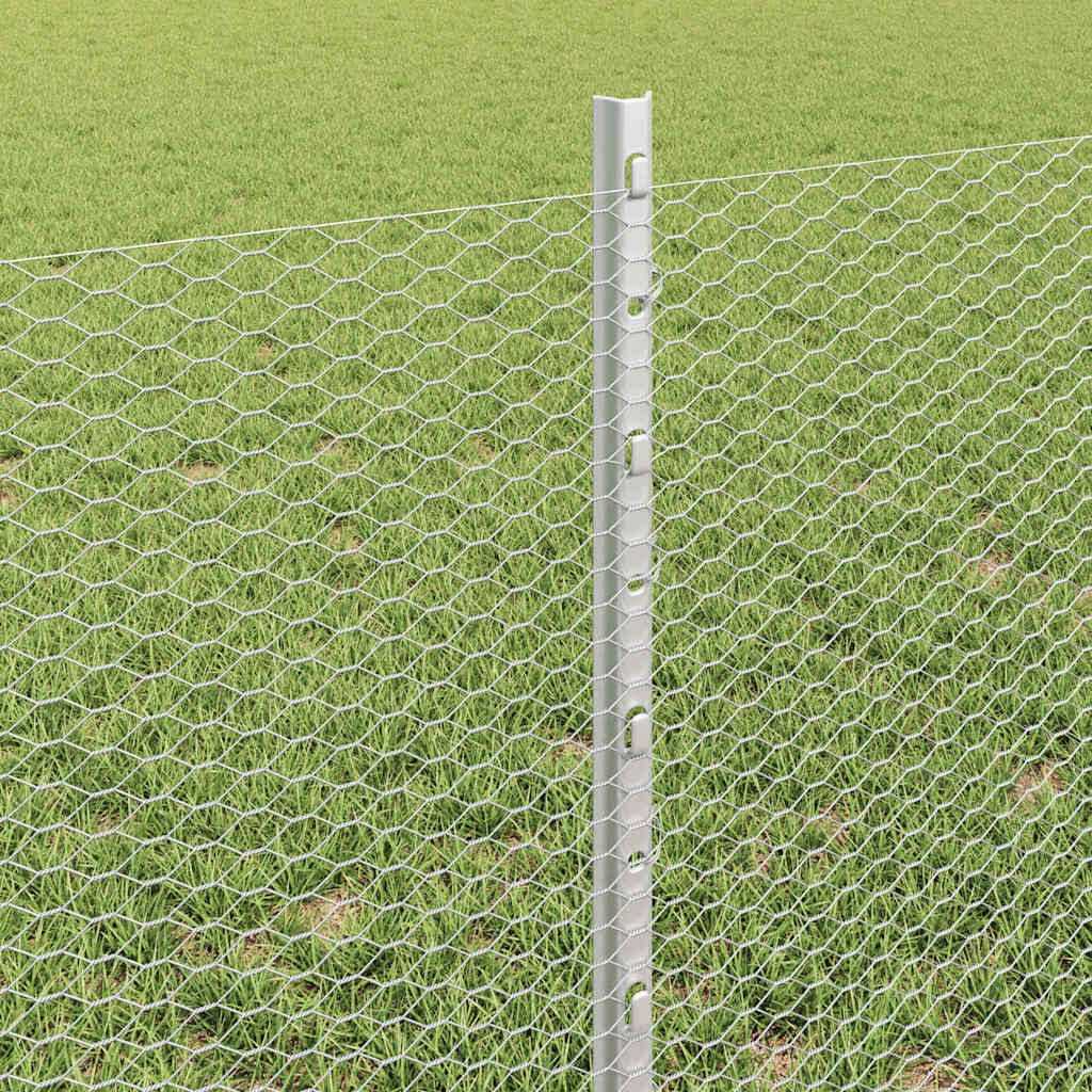 Hatszögletű kerítés oszlopokkal 25 x 0,6 m Horganyzott Acél