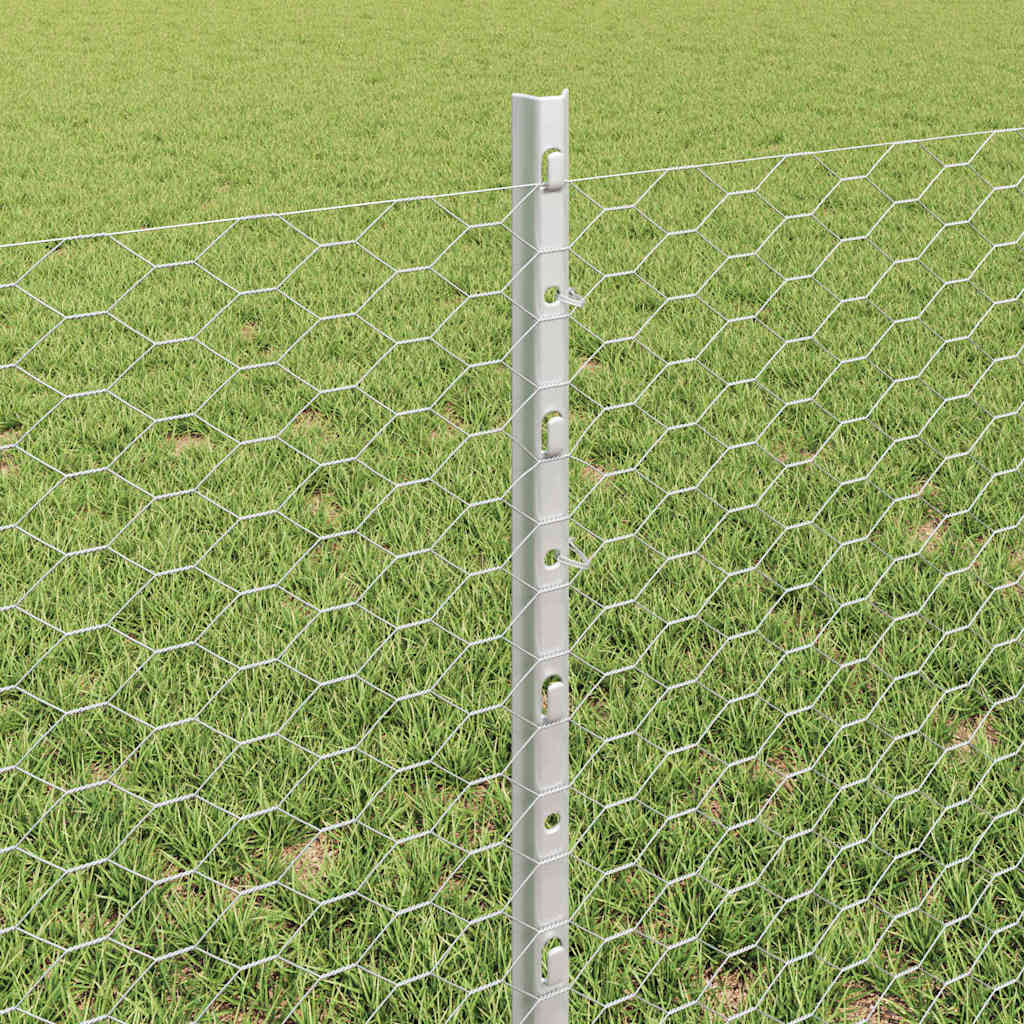 Hatszögletű kerítés oszlopokkal 25 x 0,6 m Horganyzott Acél