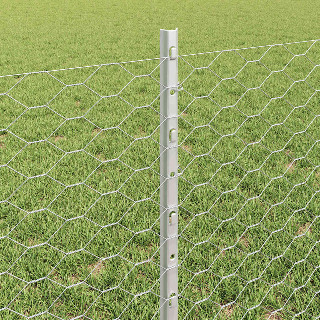 Hatszögletű kerítés oszlopokkal 25 x 0,6 m Horganyzott Acél