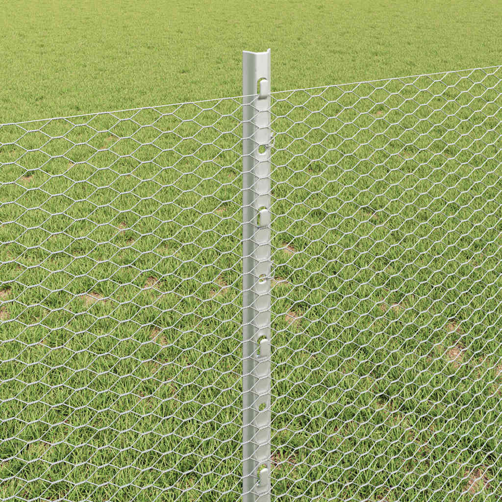 Hatszögletű kerítés oszlopokkal 25 x 0,8 m Horganyzott Acél