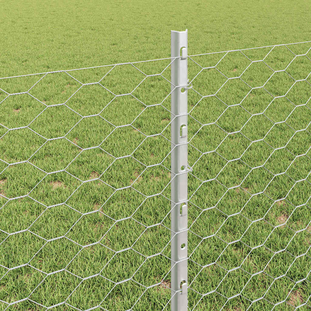Hatszögletű kerítés oszlopokkal 25 x 0,8 m Horganyzott Acél