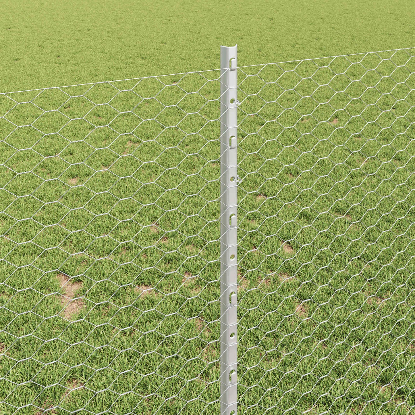 Hatszögletű kerítés oszlopokkal 25 x 1 m Horganyzott Acél Ezüst