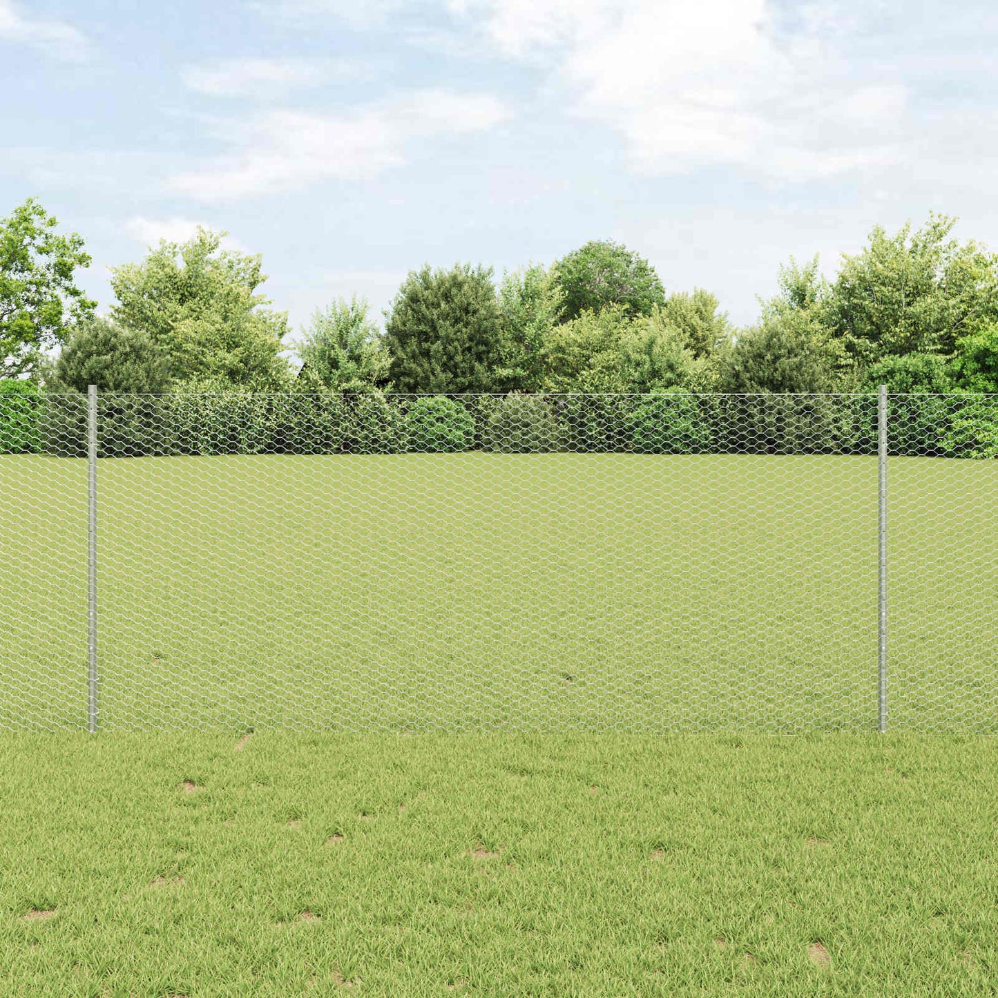 Hatszögletű kerítés oszlopokkal 25 x 1 m Horganyzott Acél Ezüst