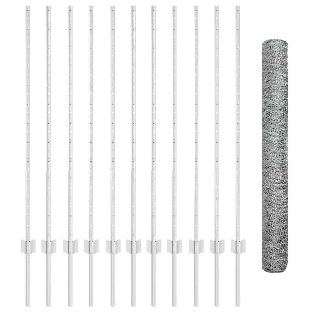 Hatszögletű kerítés oszlopokkal 25 x 1,2 m Horganyzott Acél