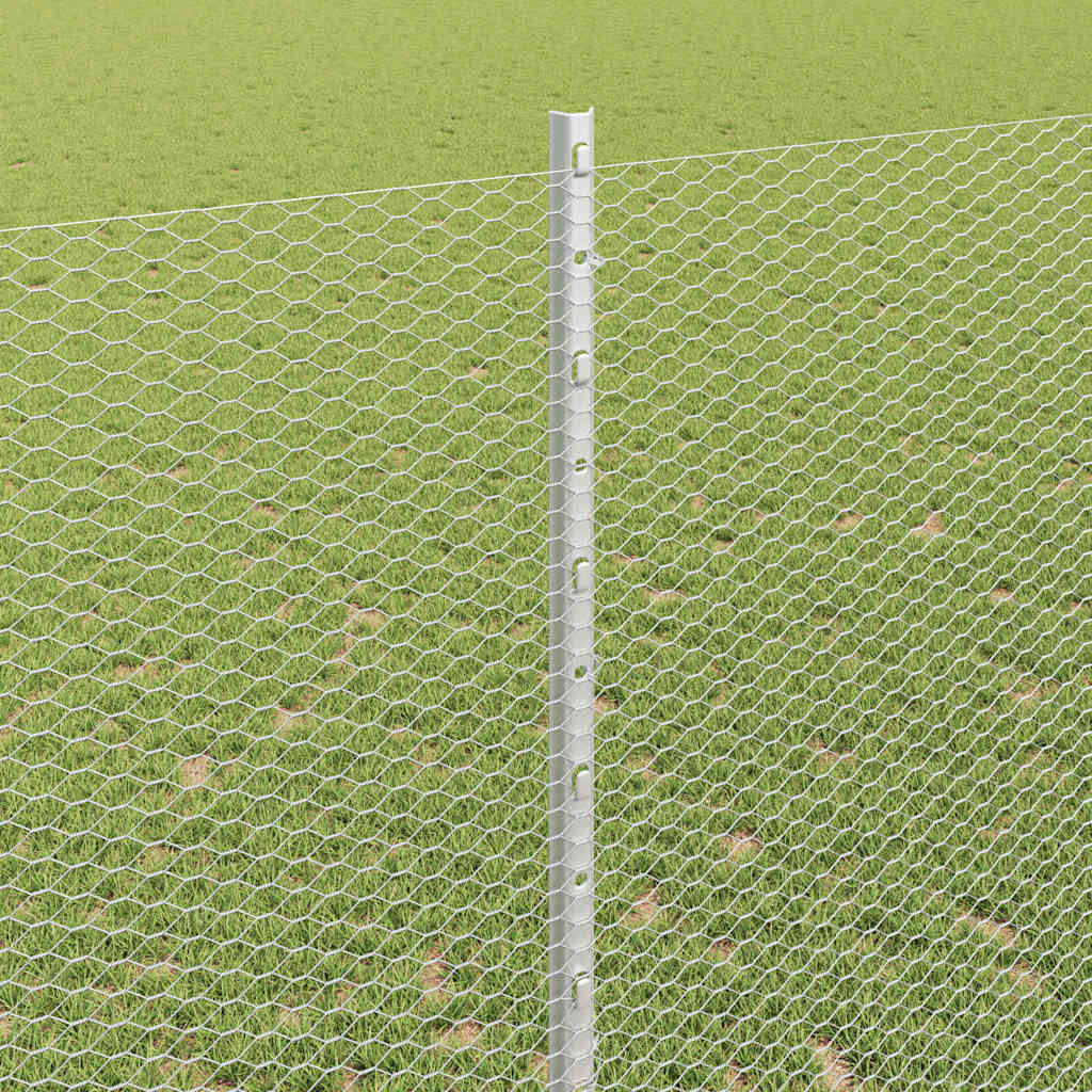 Hatszögletű kerítés oszlopokkal 25 x 1,4 m Horganyzott Acél