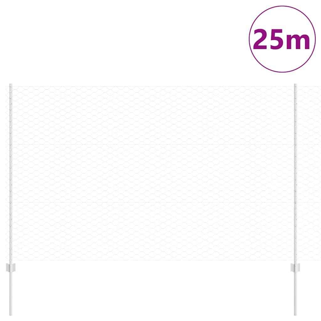 Hatszögletű kerítés oszlopokkal 25 x 1,5 m Horganyzott Acél