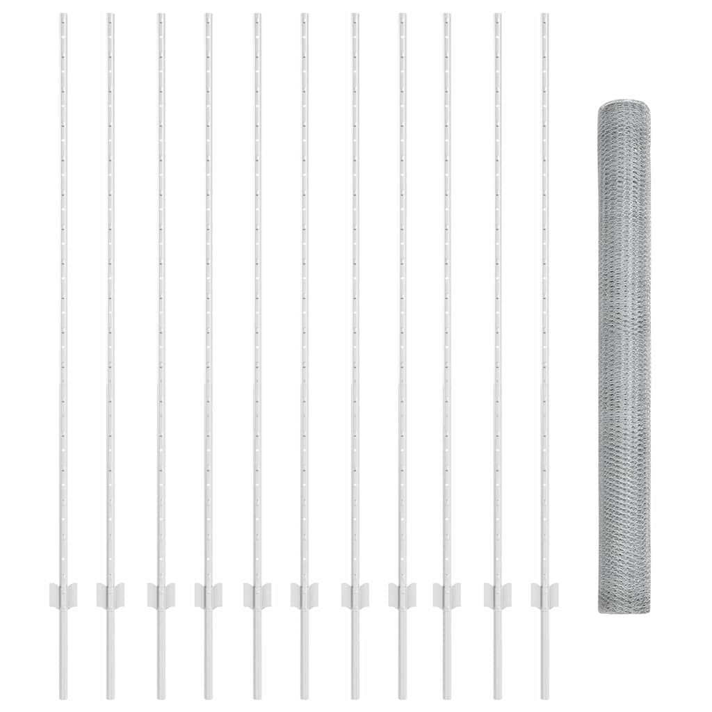 Hatszögletű kerítés oszlopokkal 25 x 1,6 m Horganyzott Acél