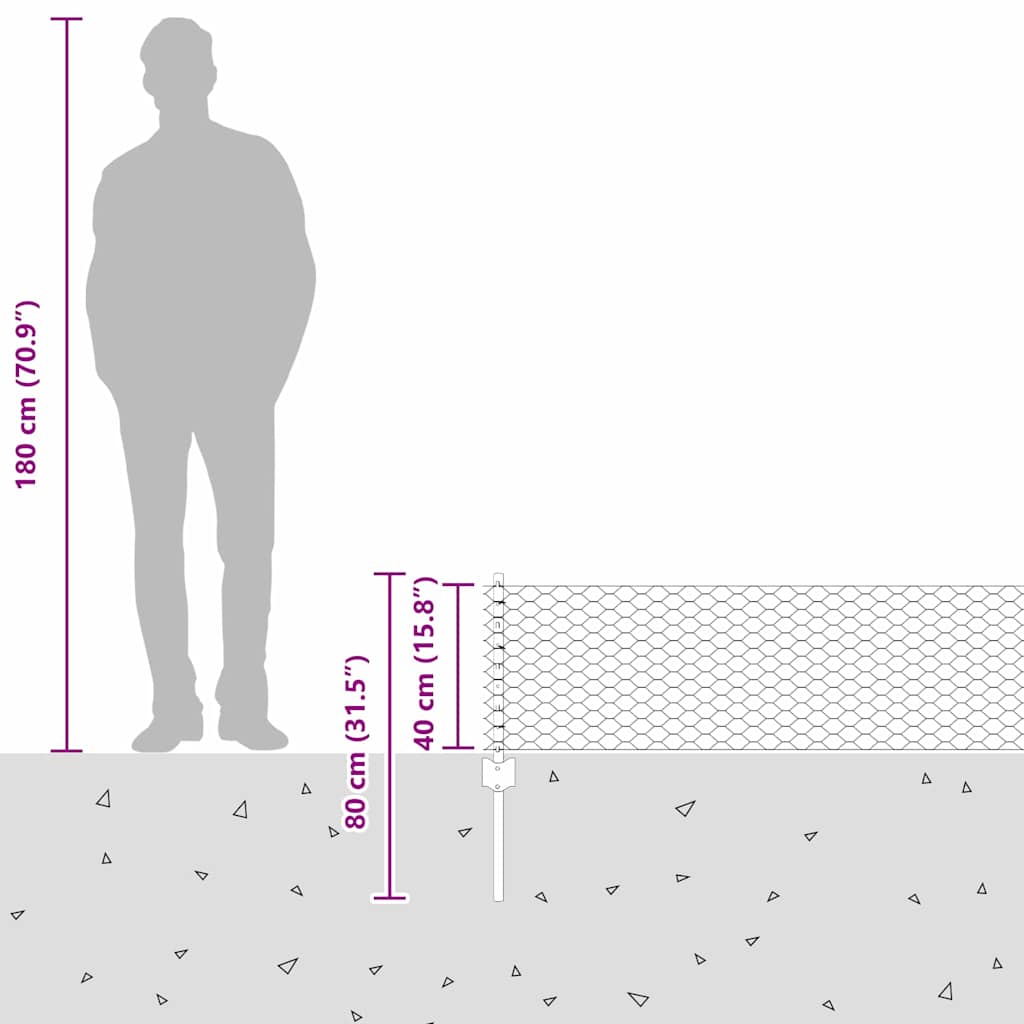 Hatszögletű kerítés oszlopokkal 50 x 0,4 m Horganyzott Acél
