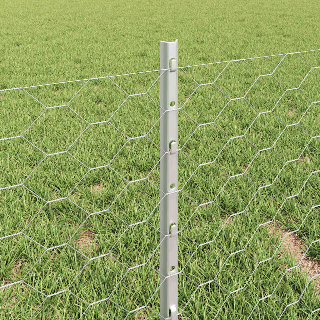 Hatszögletű kerítés oszlopokkal 50 x 0,4 m Horganyzott Acél