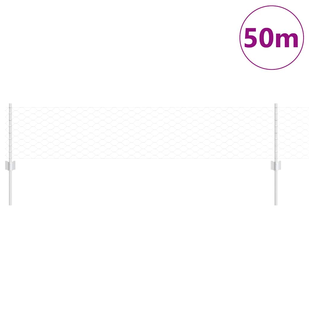 Hatszögletű kerítés oszlopokkal 50 x 0,4 m Horganyzott Acél