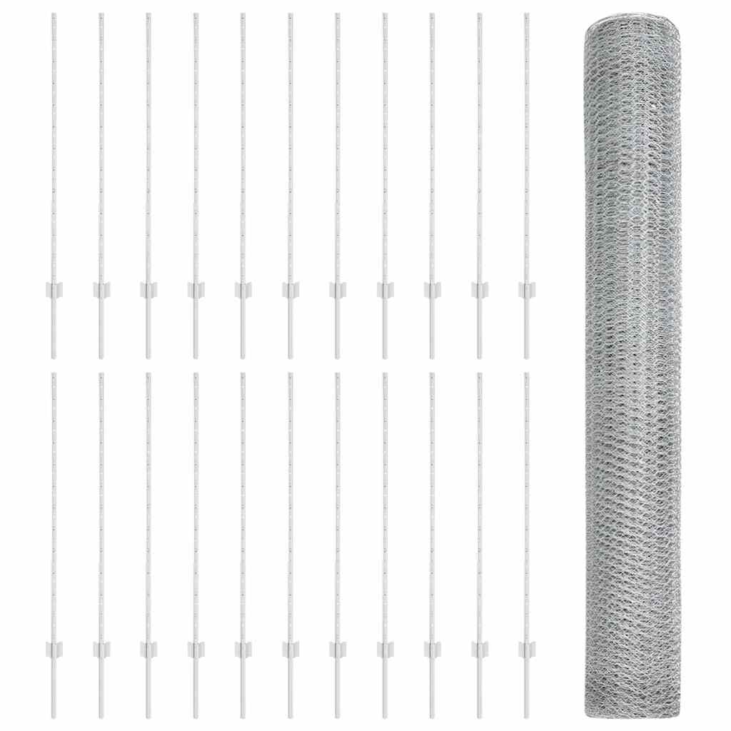 Hatszögletű kerítés oszlopokkal 50 x 1,2 m Horganyzott Acél
