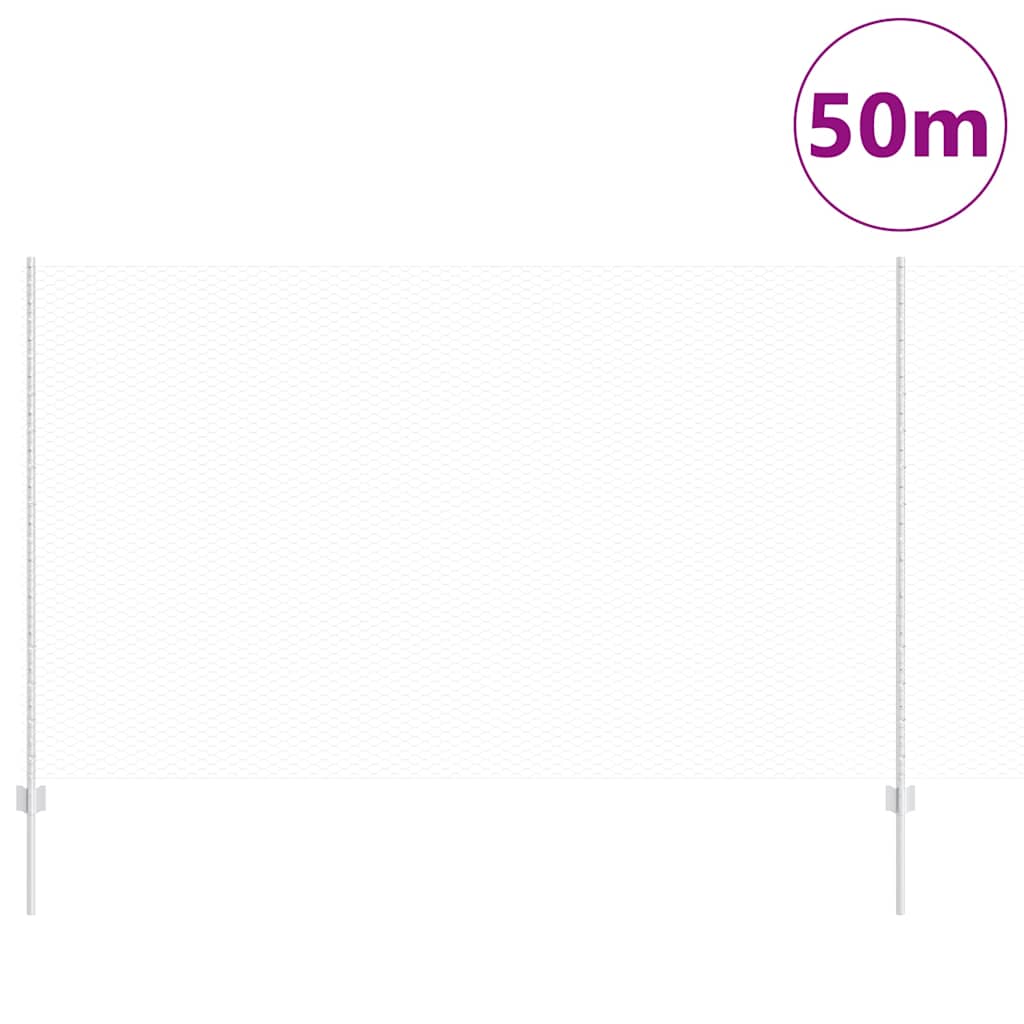 Hatszögletű kerítés oszlopokkal 50 x 1,4 m Horganyzott Acél
