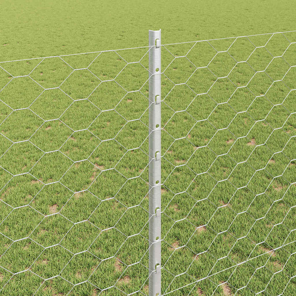 Hatszögletű kerítés oszlopokkal 50 x 1,4 m Horganyzott Acél