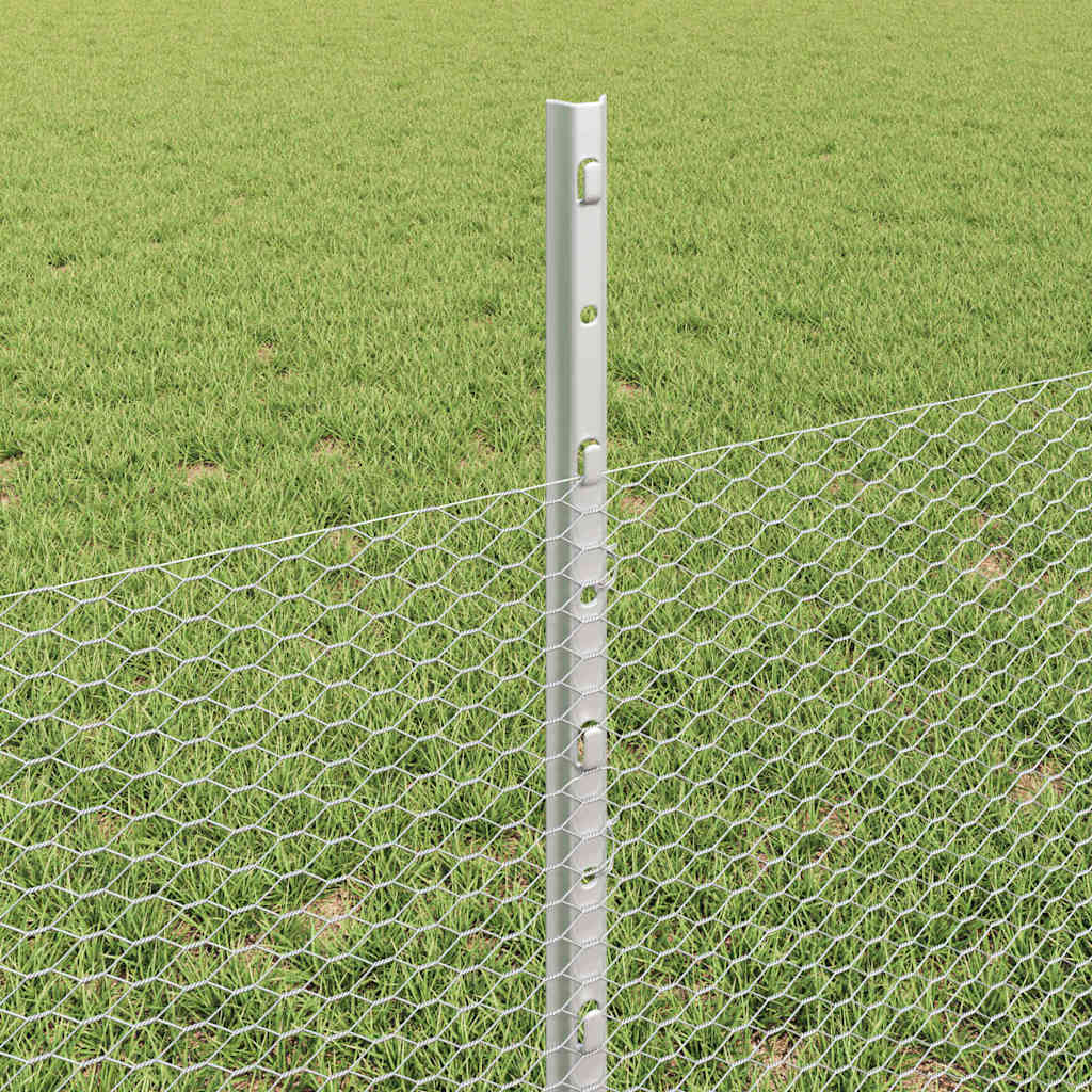 Hatszögletű kerítés oszlopokkal 100 x 0,5 m Horganyzott Acél