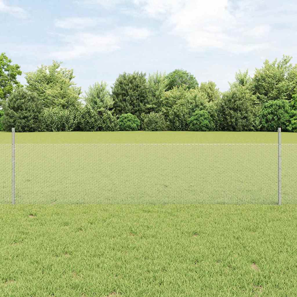 Hatszögletű kerítés oszlopokkal 100 x 0,5 m Horganyzott Acél