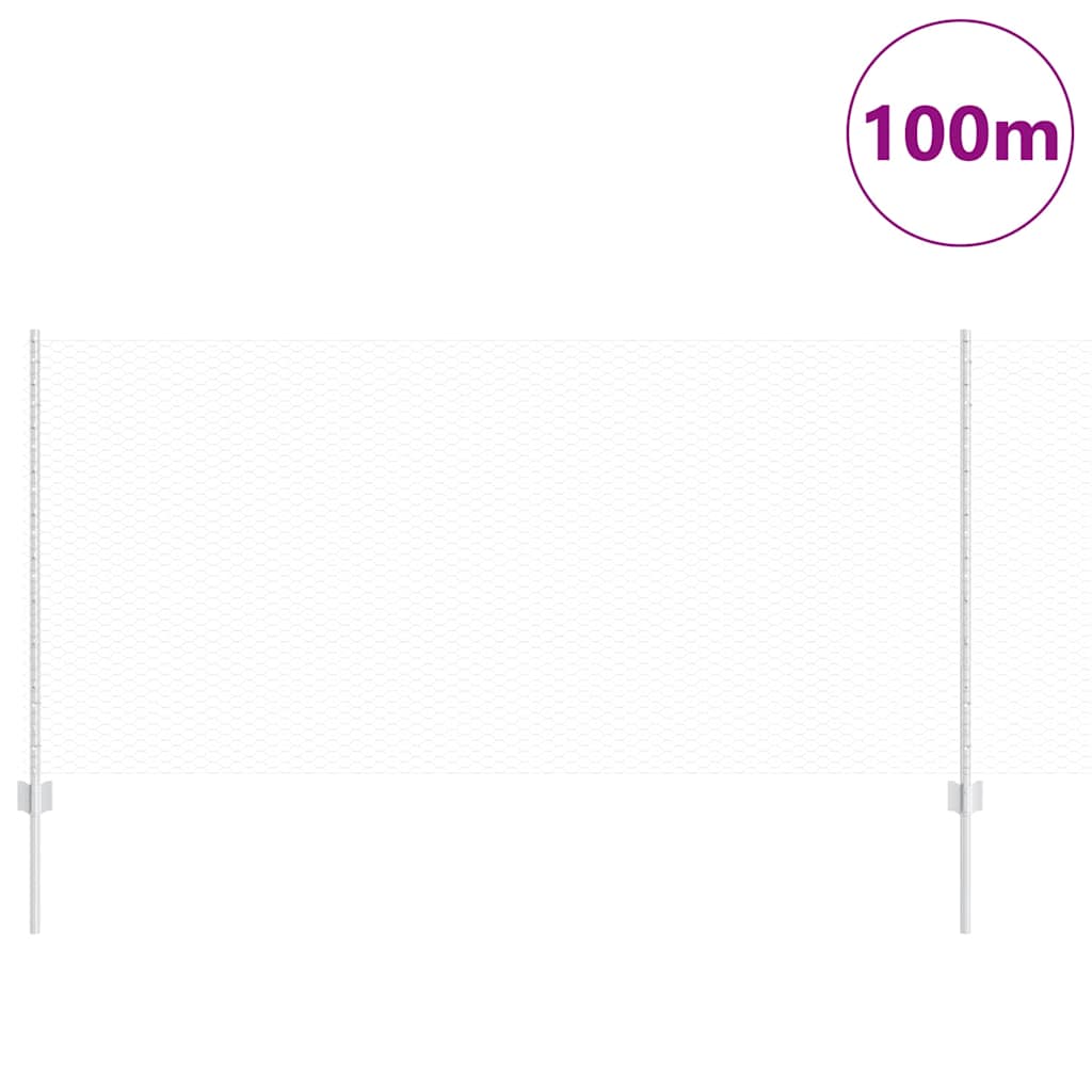 Hatszögletű kerítés oszlopokkal 100 x 1 m Horganyzott Acél Háló