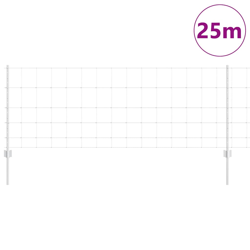 Kültéri vadkerítés oszloppal 25 x 0,8 m Horganyzott Acél Ezüst