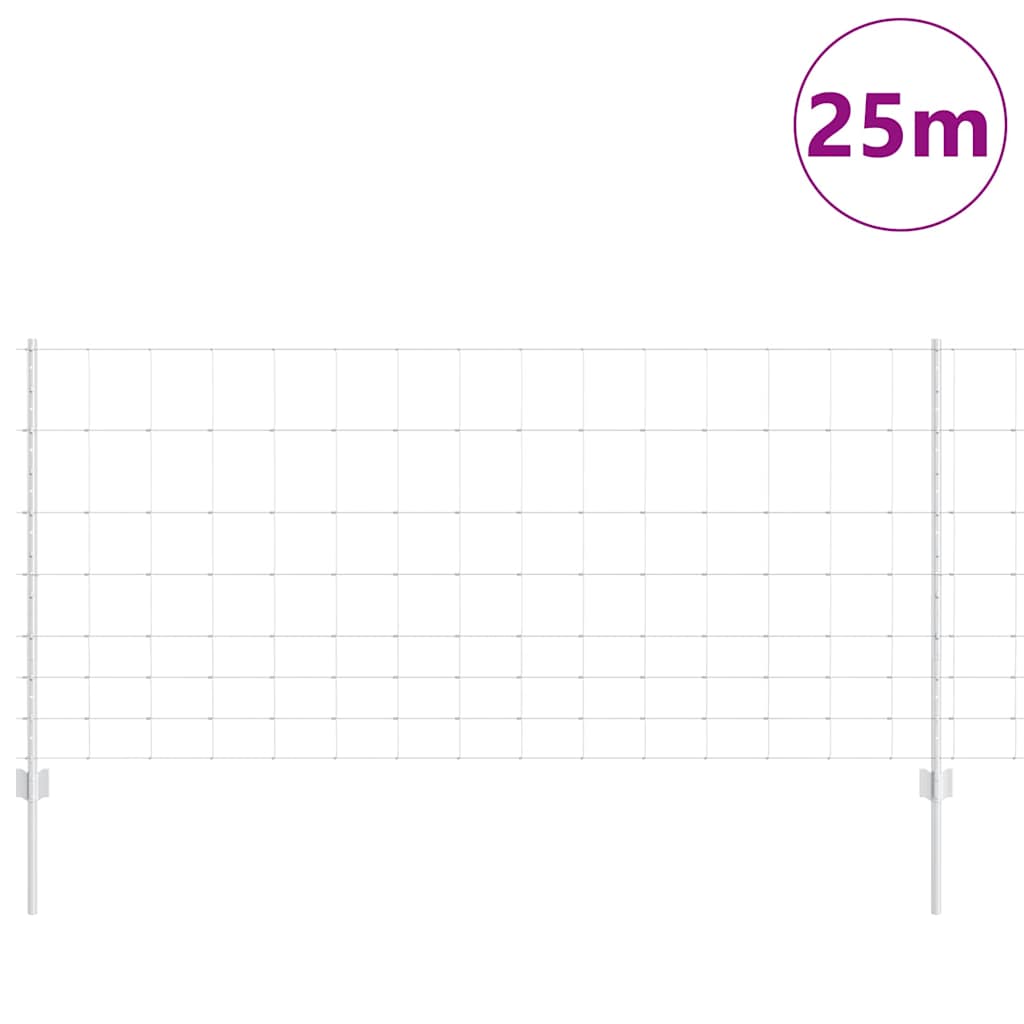 Kültéri vadkerítés oszloppal 25 x 1 m Horganyzott Acél Ezüst