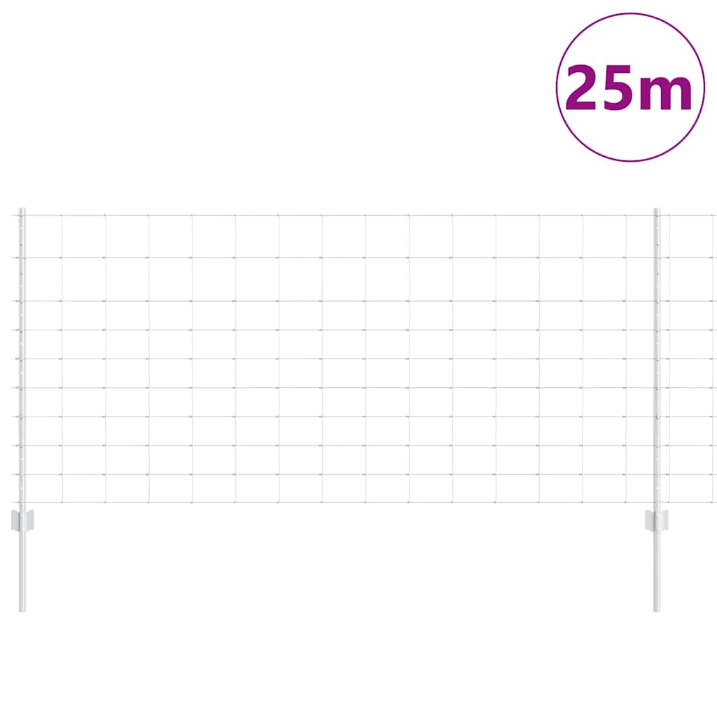 Kültéri vadkerítés oszloppal 25 x 1 m Horganyzott Acél Ezüst