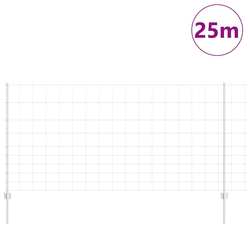 Kültéri vadkerítés oszloppal 25 x 1,2 m Horganyzott Acél Ezüst