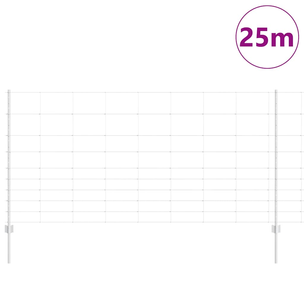 Kültéri vadkerítés oszloppal 25 x 1,2 m Horganyzott Acél Ezüst